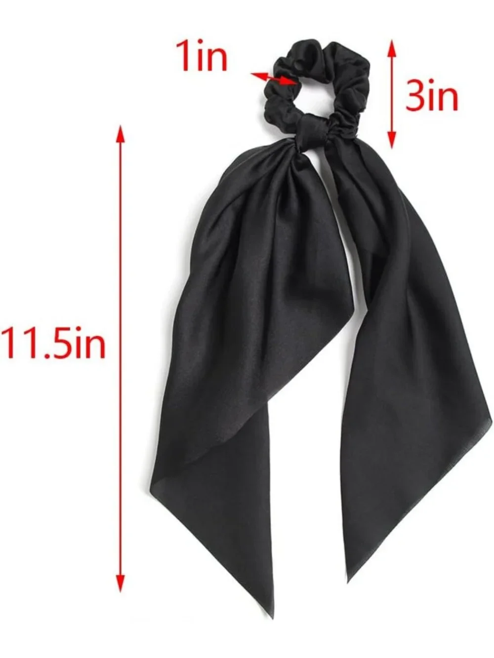 Stylish Black Hair Ribbons - 10 Pack Soft Bow Scrunchies & Elastic Ponytail
